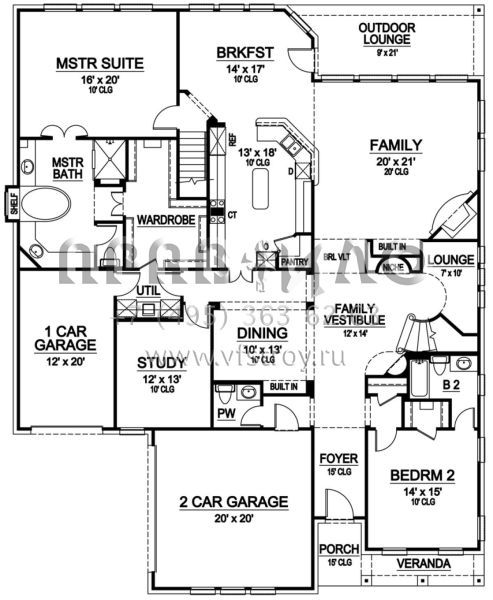 Проект двухэтажного дома с гаражом на три и более машин в английском стиле S5-492 (5445-00174)