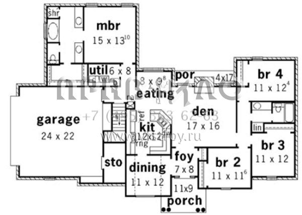 Проект одноэтажного дома с гаражом на две машины в стиле Ранчо S5-174 (9035-00194)