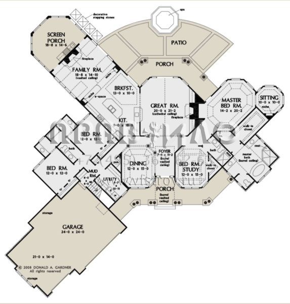 Проект одноэтажного дома с гаражом на три и более машин в стиле Ранчо S5-310 (2865-00071)