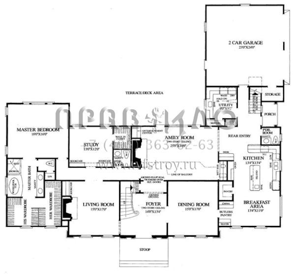 Проект двухэтажного дома с гаражом на две машины в стиле Особняк S5-391 (7922-00212)