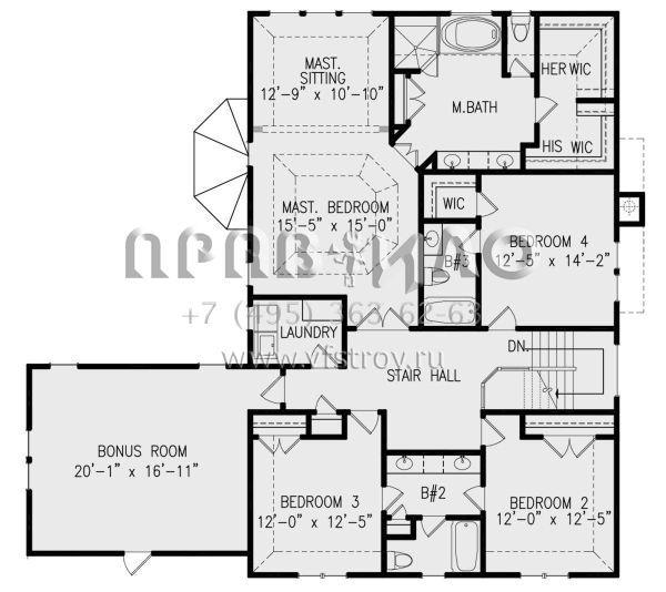 Проект двухэтажного дома с гаражом на две машины в стиле Ранчо S5-344 (699-00217)