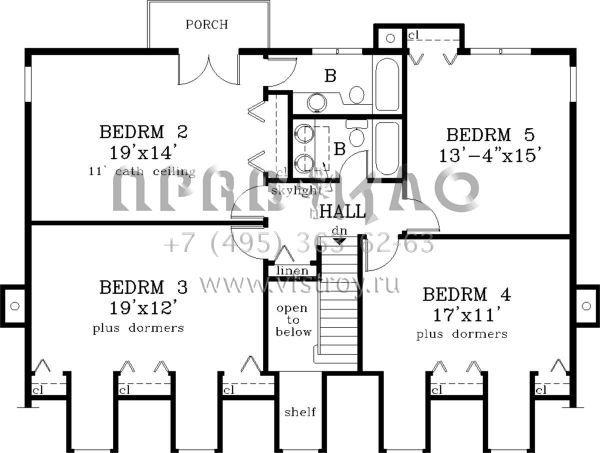 Проект двухэтажного дома с гаражом на две машины в стиле Ранчо S5-293 (033-00081)