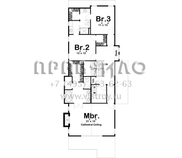 Проект двухэтажного дома с гаражом на две машины в стиле Ранчо S5-214 (963-00263)