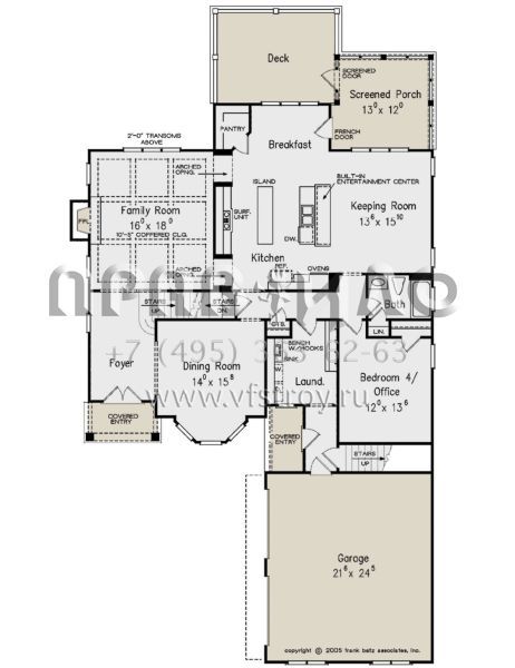 Проект двухэтажного дома с гаражом на две машины в стиле Ранчо S5-306 (8594-00274)