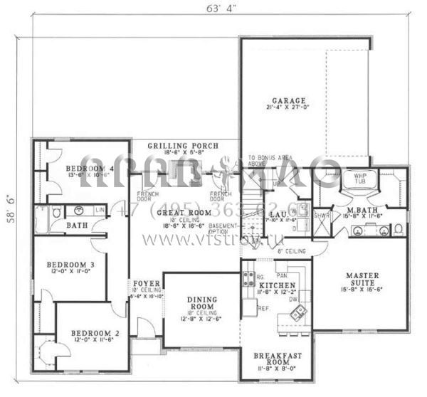 Проект одноэтажного дома с гаражом на две машины в стиле Ранчо S5-189 (110-00068)