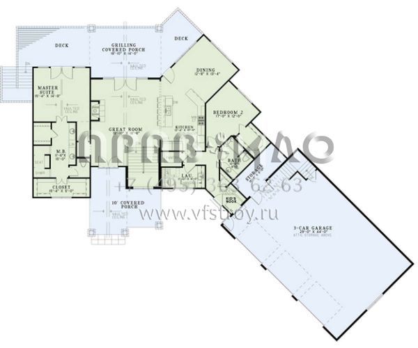 Проект одноэтажного дома с гаражом на три и более машин в стиле Шале S5-292 (110-00975)
