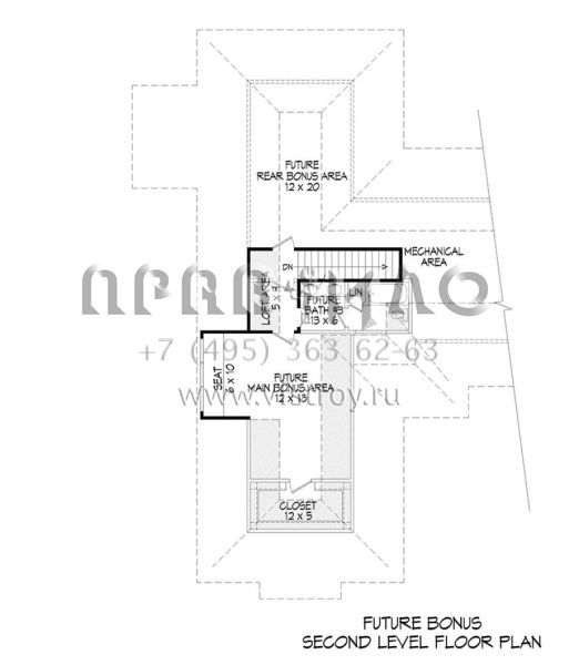 Проект двухэтажного дома с гаражом на три и более машин в стиле Ранчо S5-258 (940-00062)