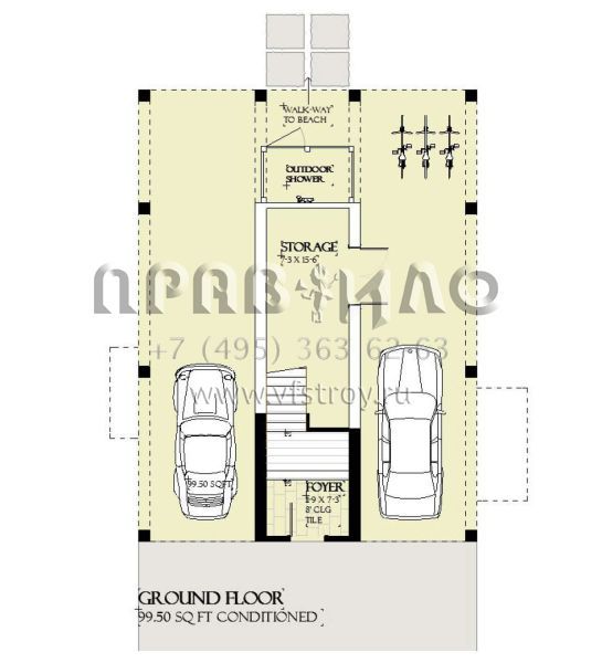 Проект трехэтажного дома с гаражом на две машины в прибрежном стиле S5-227 (1637-00170)