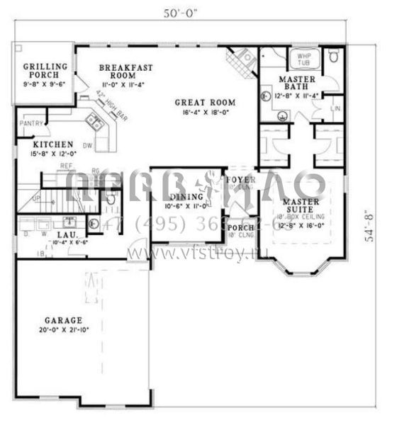 Проект двухэтажного дома с гаражом на две машины в стиле Ранчо S5-190 (110-00374)