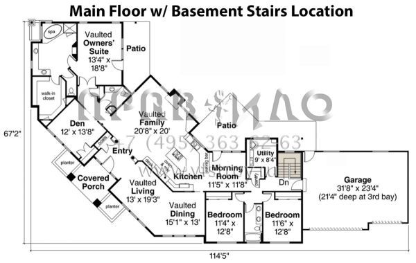 Проект одноэтажного дома с гаражом на три и более машин в современном стиле S5-268 (035-00891)