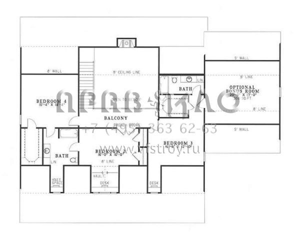 Проект двухэтажного дома с гаражом на три и более машин в стиле Ранчо S5-295 (110-00266)