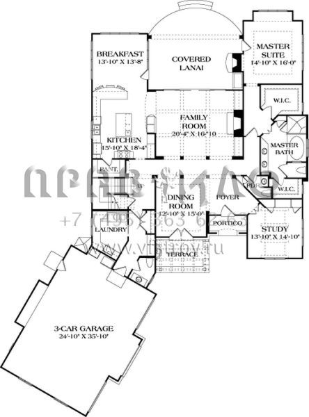 Проект двухэтажного дома с гаражом на три и более машин в английском стиле S5-396 (3323-00630)