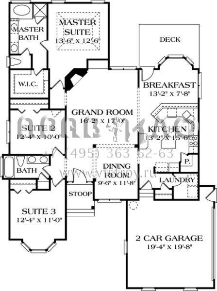 Проект одноэтажного дома с гаражом на две машины в стиле Ранчо S5-161 (3323-00038)