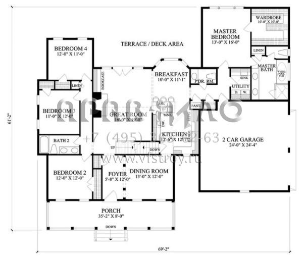 Проект одноэтажного дома с гаражом на две машины в современном стиле S5-212 (7922-00099)