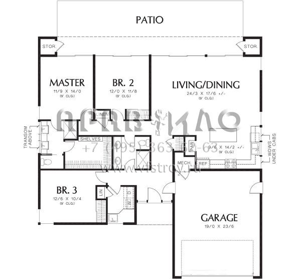 Проект одноэтажного дома с гаражом на две машины в современном стиле S5-151 (2559-00670)