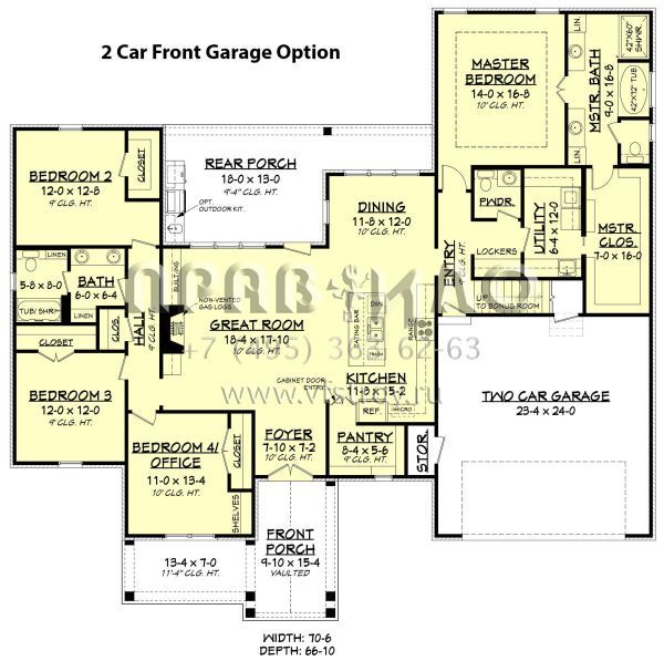 Проект одноэтажного дома с гаражом на две машины в стиле Ранчо S5-220 (041-00187)