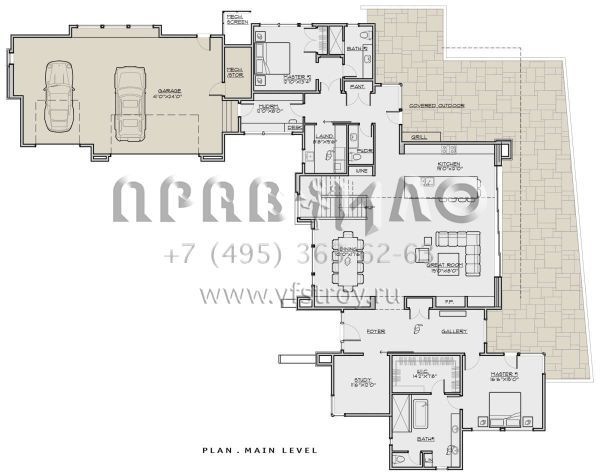 Проект двухэтажного дома с гаражом на три и более машин в современном стиле S5-405 (5829-00035)