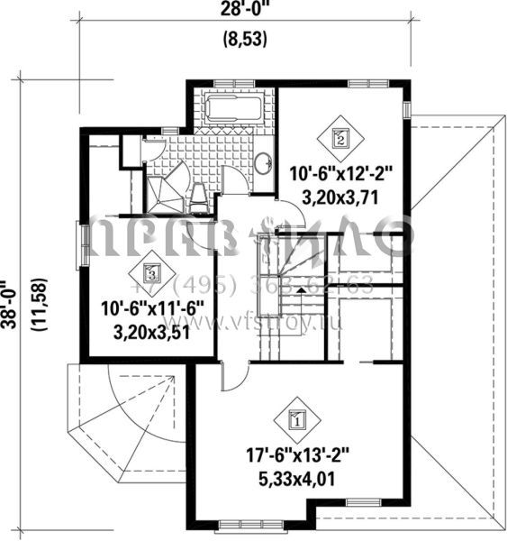 Проект двухэтажного дома с гаражом на одну машину в английском стиле S5-160 (6146-00165)