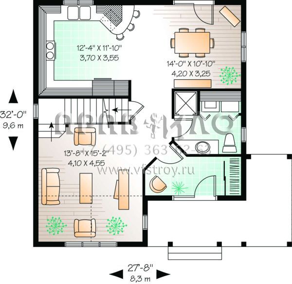 Проект двухэтажного дома без гаража в стиле Ранчо S5-142 (034-00124)