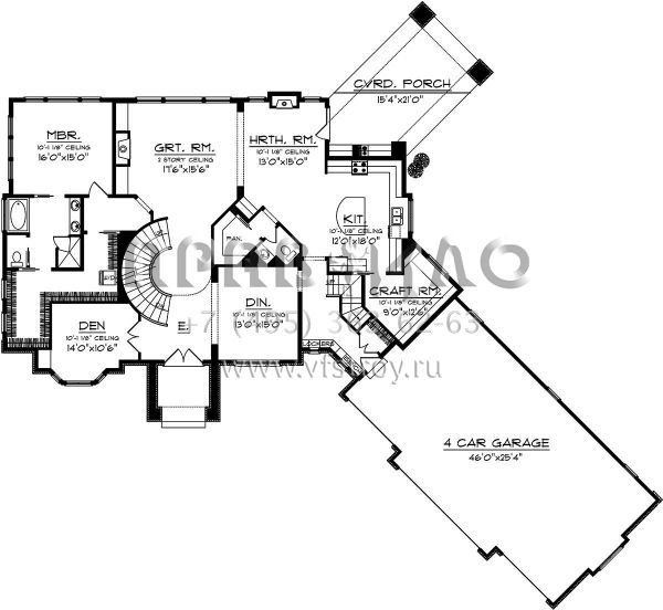 Проект двухэтажного дома с гаражом на три и более машин в английском стиле S5-374 (1020-00320)