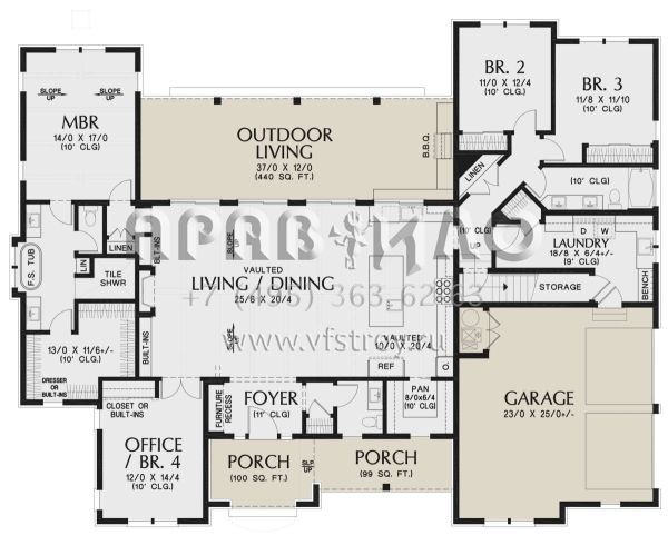 Проект одноэтажного дома с гаражом на две машины в современном стиле S5-239 (2559-01011)