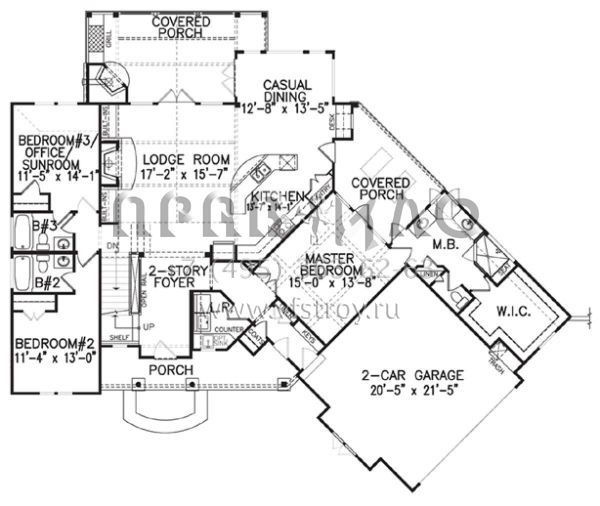 Проект одноэтажного дома с гаражом на две машины в стиле Шале S5-181 (699-00048)