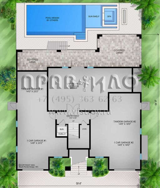 Проект трехэтажного дома с гаражом на три и более машин в прибрежном стиле S5-434 (207-00119)
