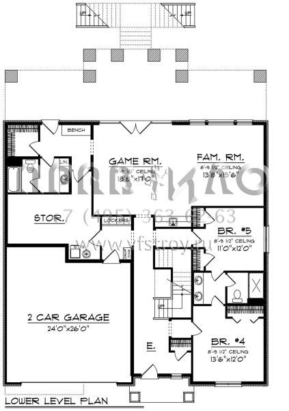 Проект двухэтажного дома с гаражом на две машины в стиле Ранчо S5-451 (1020-00045)
