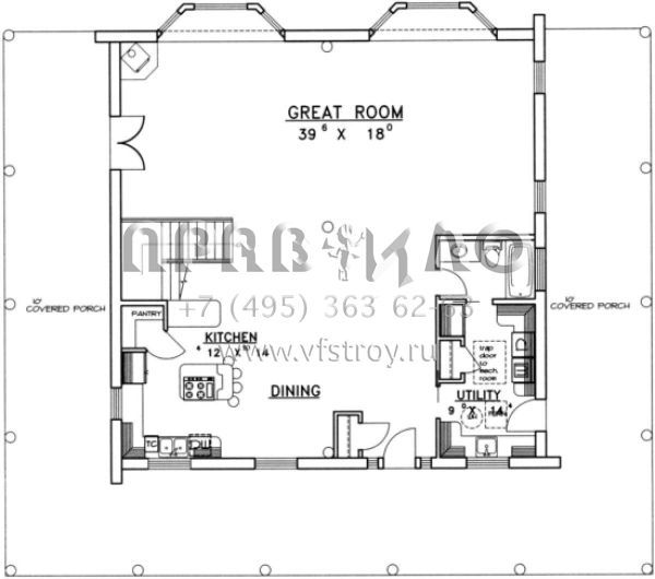 Проект двухэтажного дома без гаража в стиле Ранчо S5-259 (039-00041)