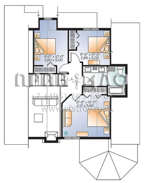 Проект двухэтажного дома без гаража в стиле Ранчо S5-168 (034-01080)