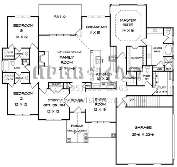 Проект одноэтажного дома с гаражом на две машины в американском стиле S5-226 (6082-00055)