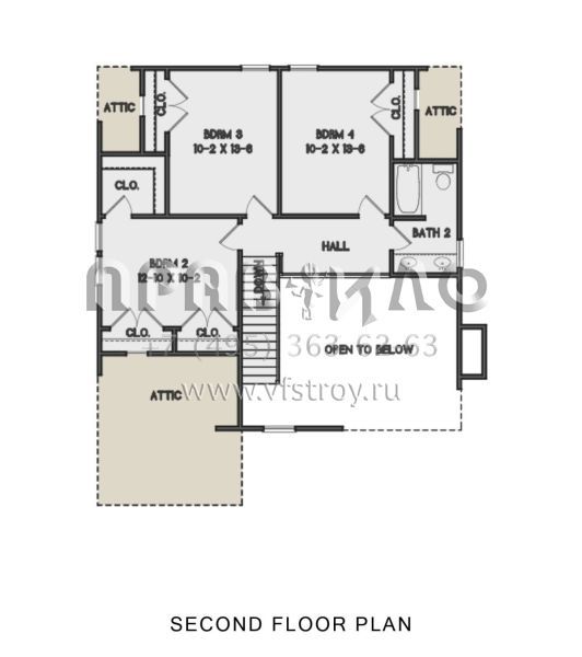 Проект двухэтажного дома без гаража в стиле Ранчо S5-186 (4351-00018)