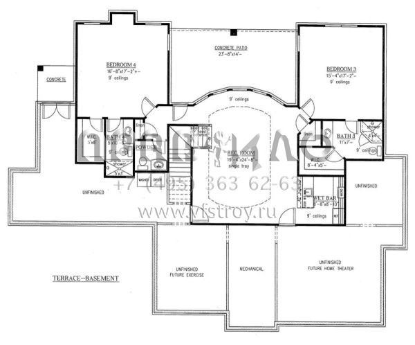 Проект одноэтажного дома с гаражом на две машины в стиле Ранчо S5-264 (286-00058)