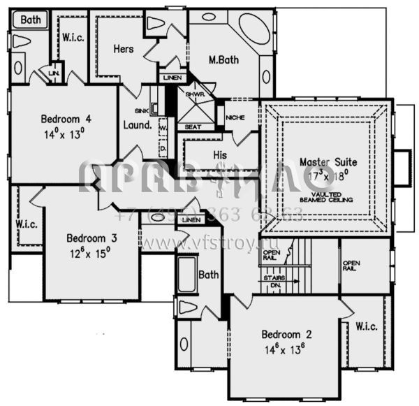 Проект двухэтажного дома с гаражом на две машины в стиле Ранчо S5-354 (8594-00218)
