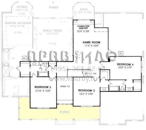Проект двухэтажного дома с гаражом на три и более машин в стиле Ранчо S5-364 (4848-00271)