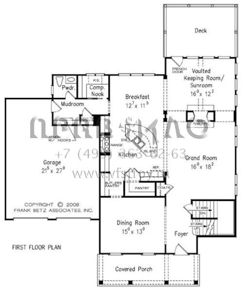Проект двухэтажного дома с гаражом на две машины в стиле Ранчо S5-297 (8594-00160)