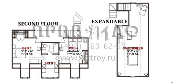 Проект двухэтажного дома с гаражом на две машины в стиле Ранчо S5-250 (1070-00052)