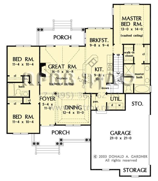 Проект одноэтажного дома с гаражом на две машины в стиле Ранчо S5-144 (2865-00310)
