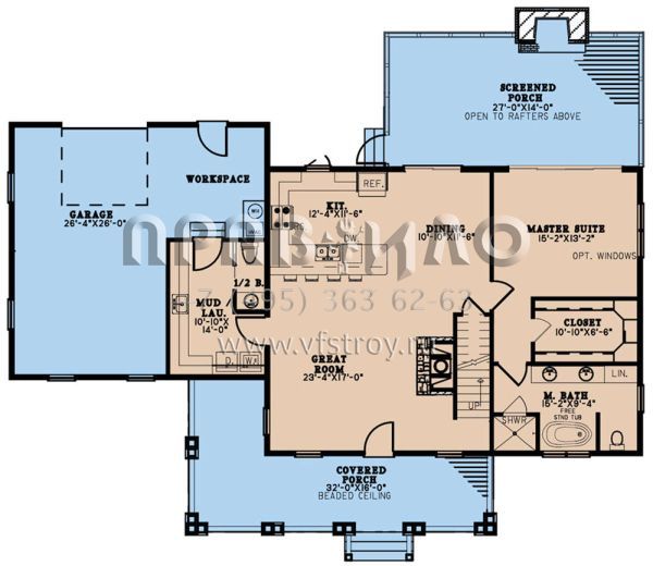 Проект двухэтажного дома с гаражом на две машины в американском стиле S5-186 (8318-00233)