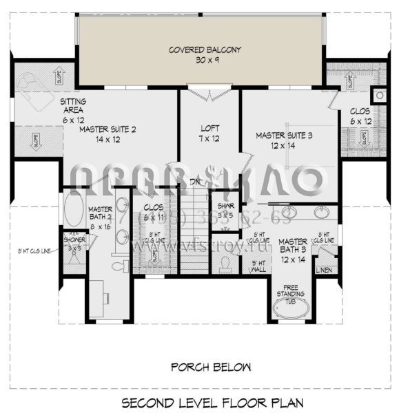 Проект двухэтажного дома без гаража в стиле Ранчо S5-227 (940-00406)
