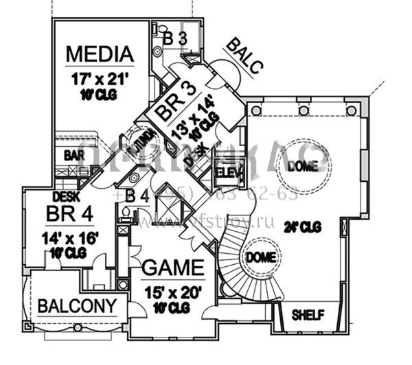 Проект двухэтажного дома с гаражом на три и более машин в английском стиле S5-803 (5445-00331)