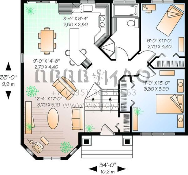 Проект одноэтажного дома без гаража в английском стиле S5-93 (034-00334)