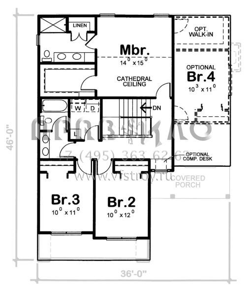 Проект двухэтажного дома с гаражом на две машины в стиле Ранчо S5-171 (402-01441)