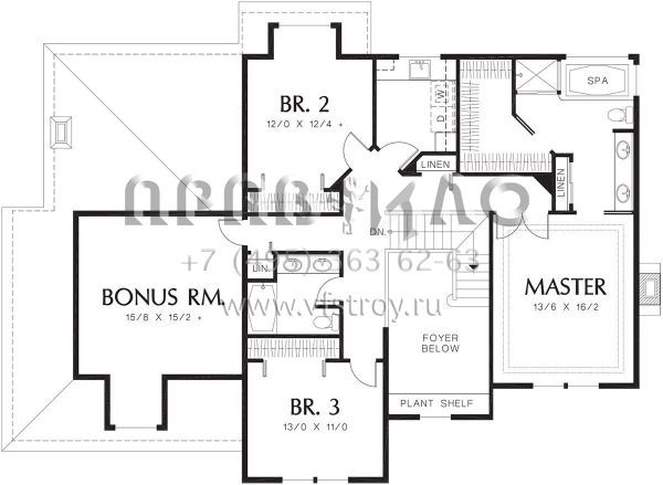 Проект двухэтажного дома с гаражом на две машины в стиле Ранчо S5-266 (2559-00477)