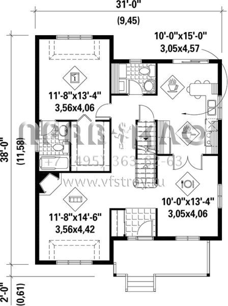 Проект двухэтажного дома без гаража в стиле Ранчо S5-157 (6146-00194)