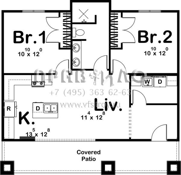 Проект одноэтажного дома без гаража в современном стиле S5-85 (963-00180)