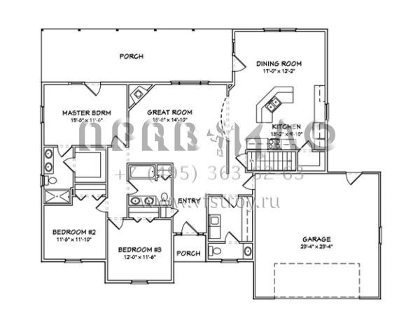 Проект одноэтажного дома с гаражом на две машины в стиле Ранчо S5-168 (849-00055)