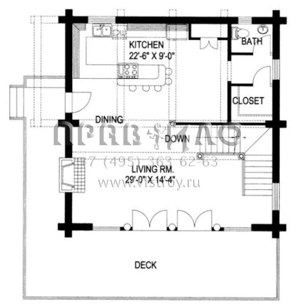 Проект двухэтажного дома без гаража в стиле Ранчо S5-191 (039-00046)