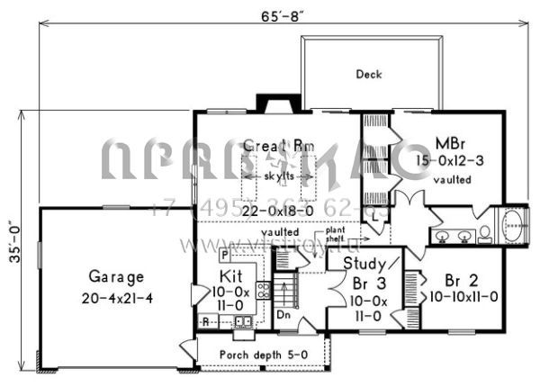 Проект одноэтажного дома с гаражом на две машины в современном стиле S5-119 (5633-00096)