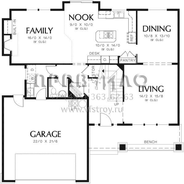 Проект двухэтажного дома с гаражом на две машины в американском стиле S5-221 (2559-00350)